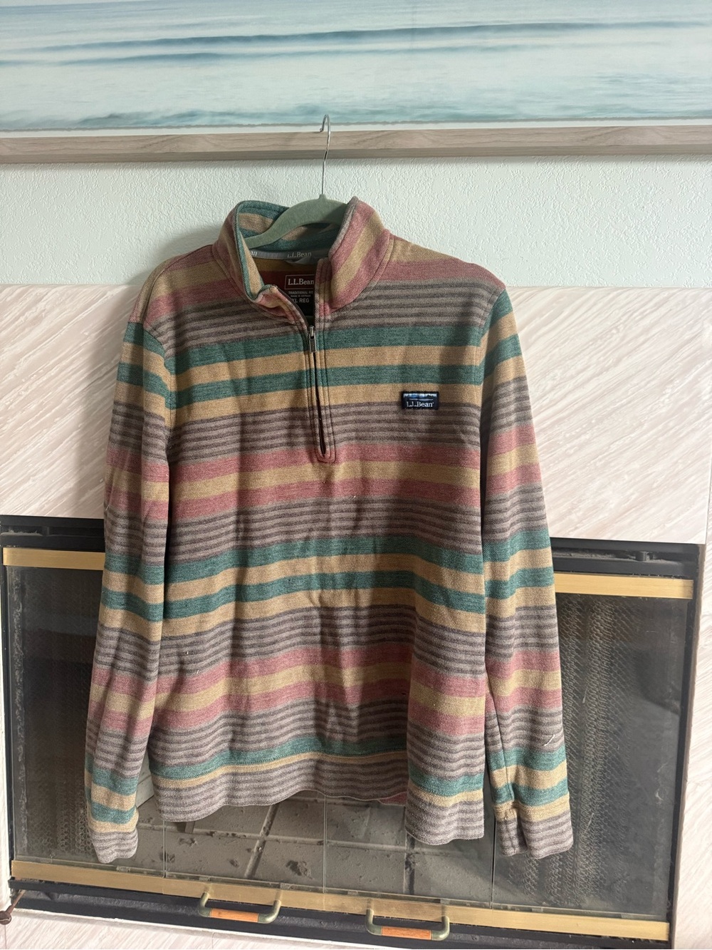 L.L. Bean vintage Men’s Striped Quarter-Zip Fleece